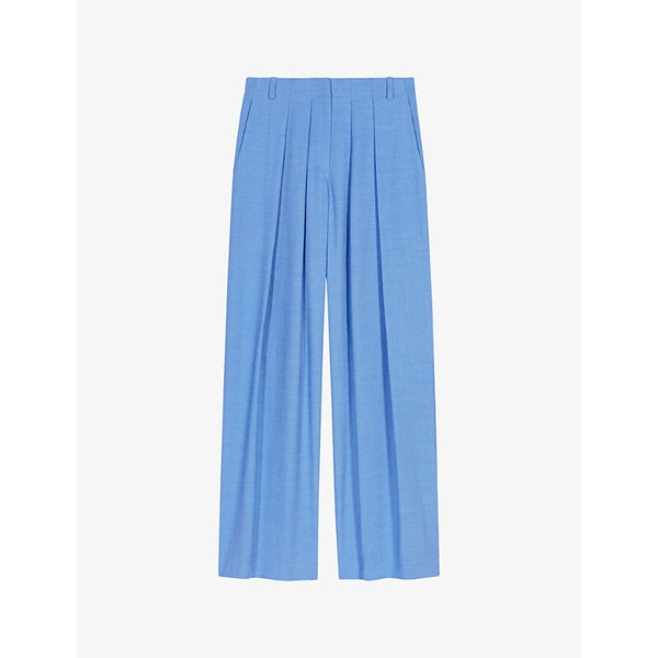 Maje Wide-leg high-rise stretch-woven trousers | LYBSTORE