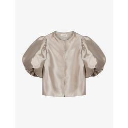 Malina Cleo balloon-sleeve satin blouse