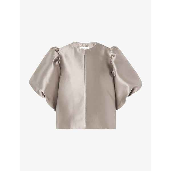 Womens Malina Cleo puff-sleeve satin blouse