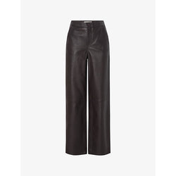 Womens Malina Felise slip-pocket wide-leg high-rise leather trousers