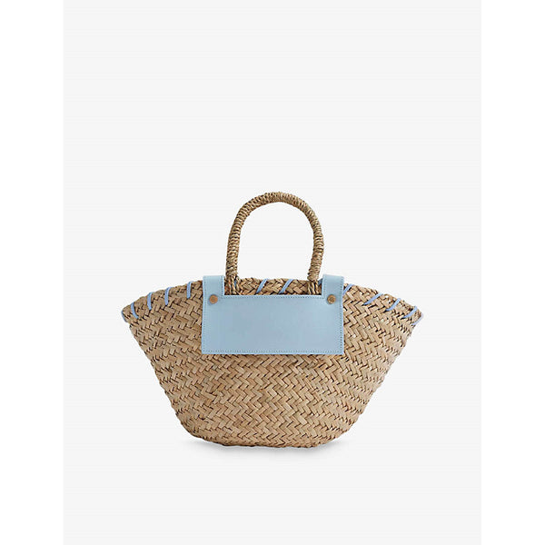 Malina Niki twin-handle straw and leather tote bag | LYBSTORE