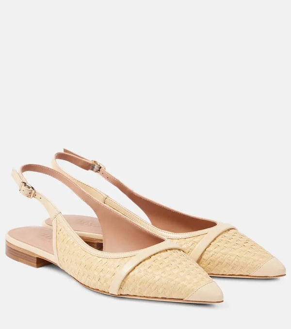 Malone Souliers Jama raffia slingback ballet flats | LYBSTORE