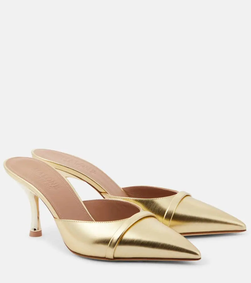 Malone Souliers Joella 70 metallic leather mules | LYBSTORE