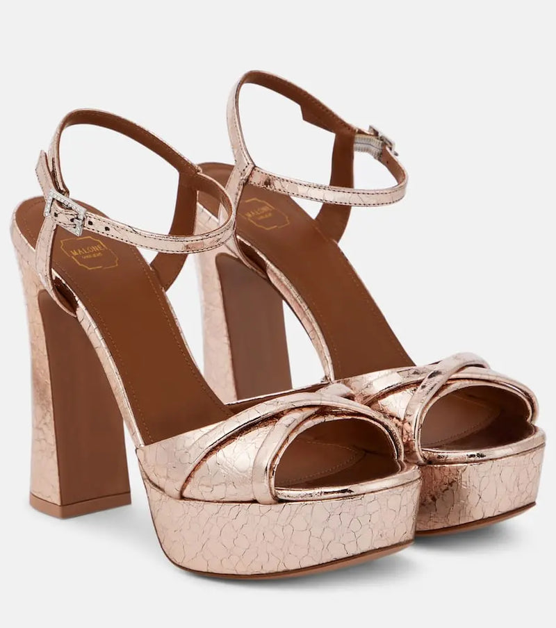 Malone Souliers Keaton mirrored leather platform sandals