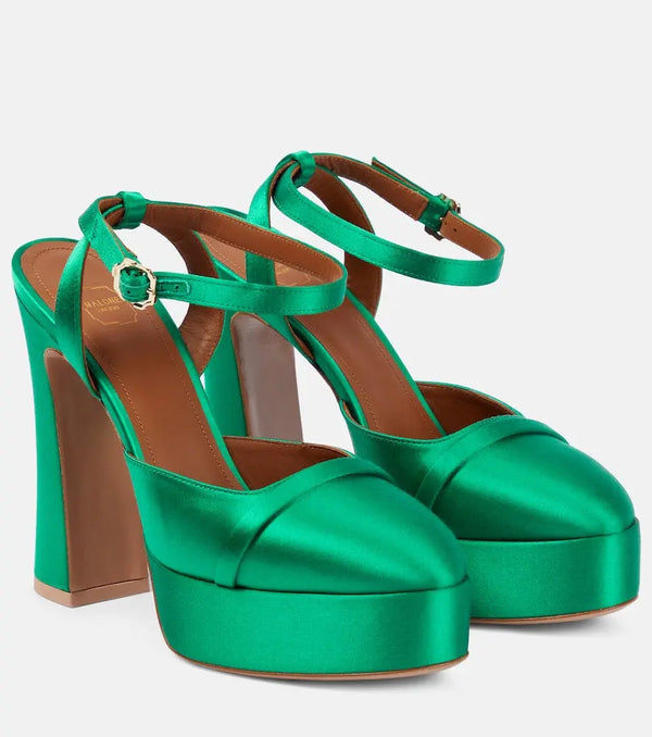 Malone Souliers Mora satin platform pumps | LYBSTORE