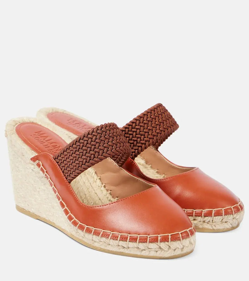 Malone Souliers Siena 70 leather espadrille wedges