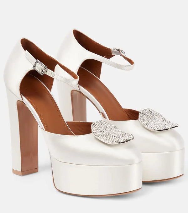 Malone Souliers Terra embellished satin platform pumps