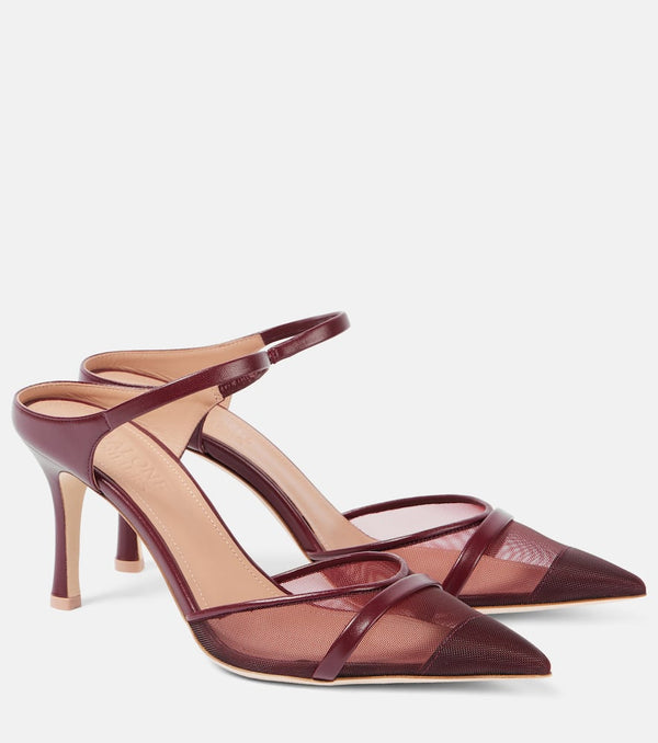 Malone Souliers Uma 80 leather-trimmed mesh mules