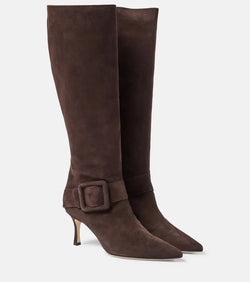 Manolo Blahnik Bayhi Gala suede knee-high boots | LYBSTORE