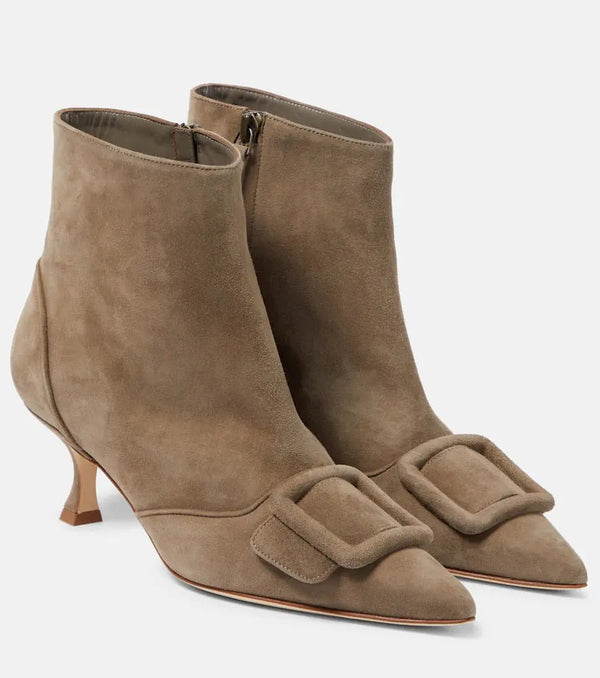 Manolo Blahnik Baylow embellished suede ankle boots | LYBSTORE