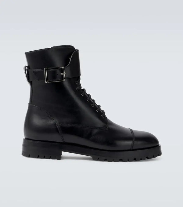 Manolo Blahnik Buloko leather combat boots | LYBSTORE