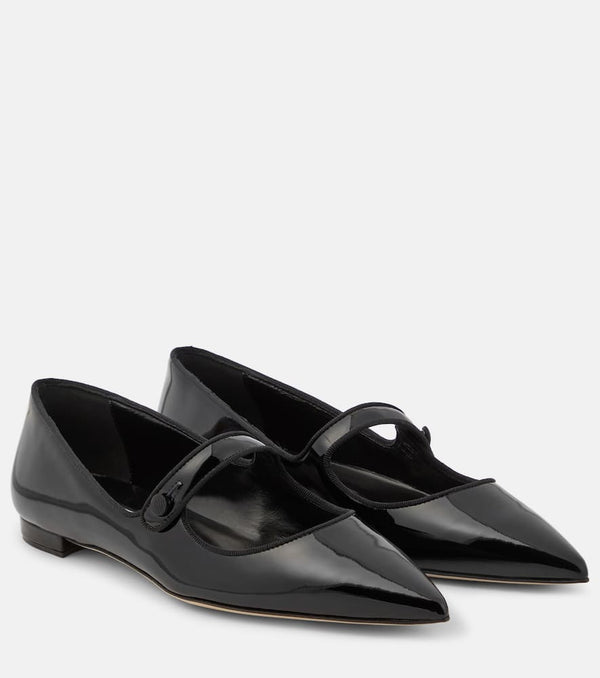 Manolo Blahnik Campari patent leather Mary Jane flats