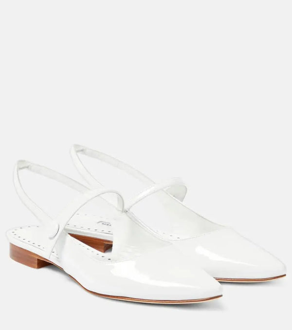 Manolo Blahnik Didionflat patent leather slingback pumps | LYBSTORE