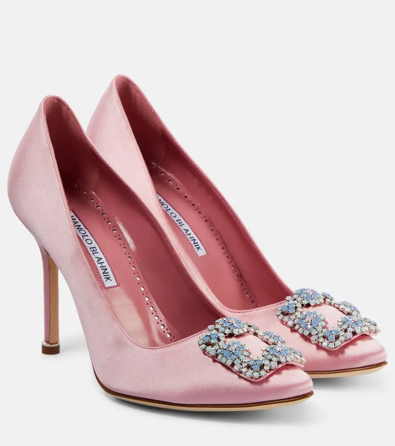 Manolo Blahnik Hangisi 105 embellished satin pumps