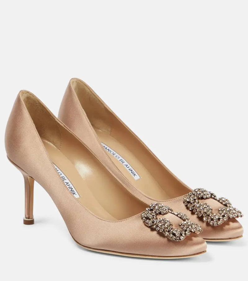 Manolo Blahnik Hangisi 70 embellished satin pumps