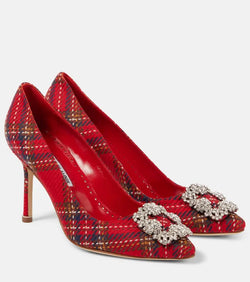 Manolo Blahnik Hangisi embellished tartan pumps