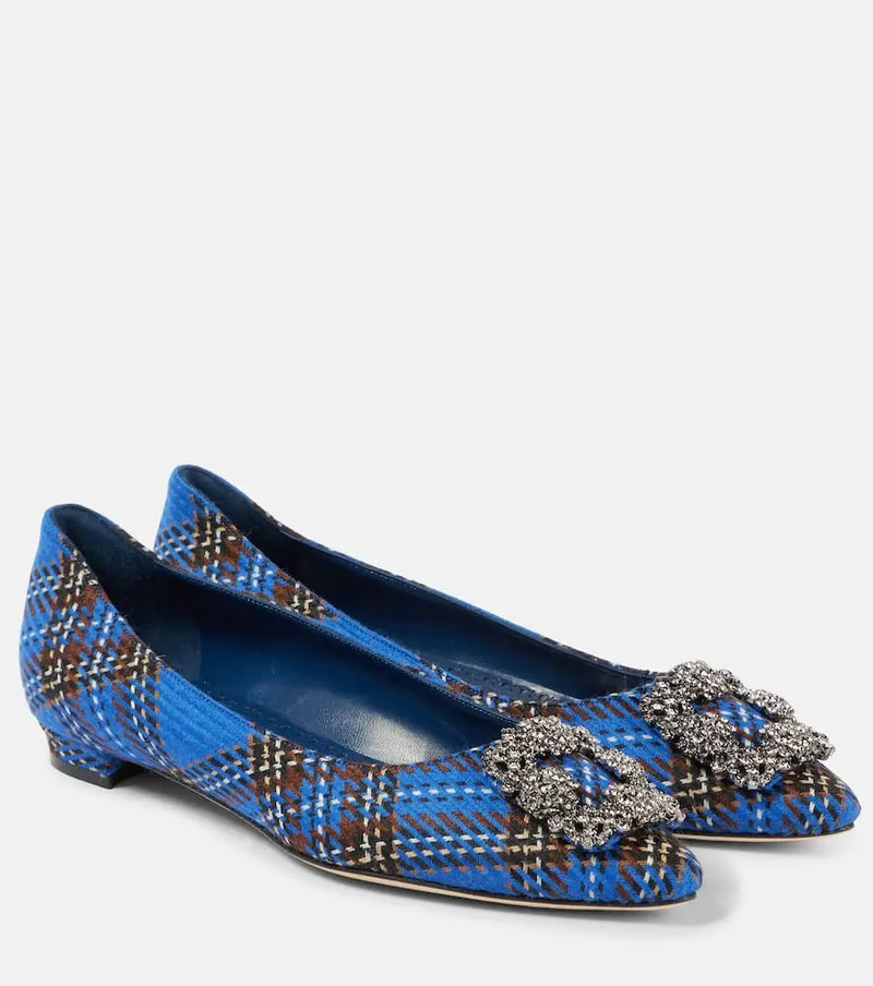 Manolo Blahnik Hangisi tartan ballet flats