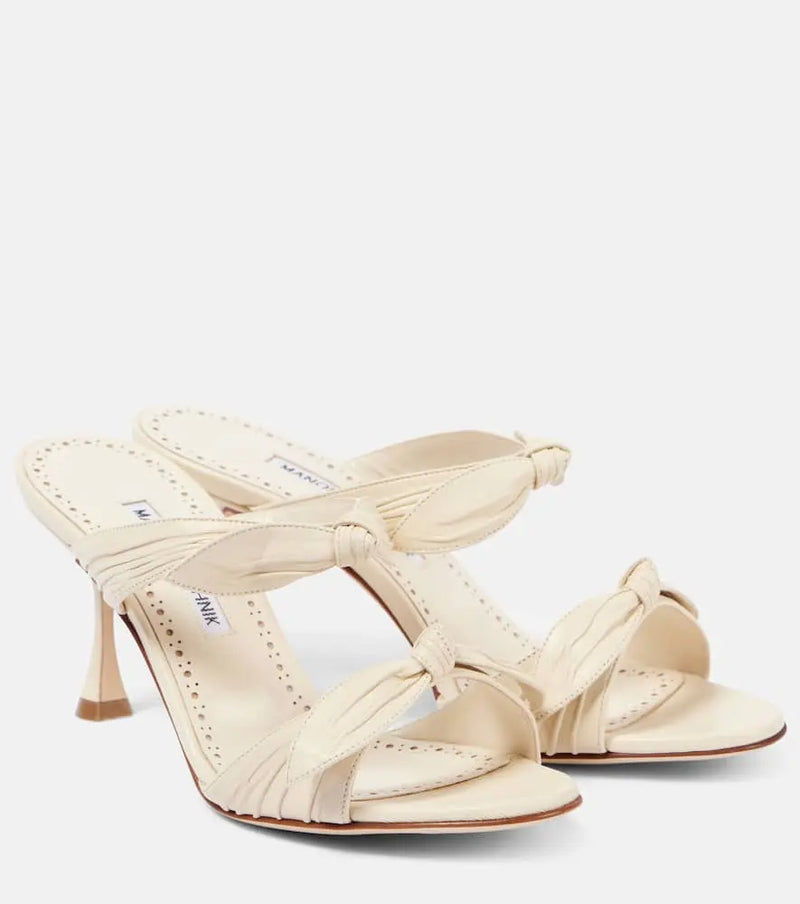 Manolo Blahnik Lollo 70 bow-detail leather sandals | LYBSTORE