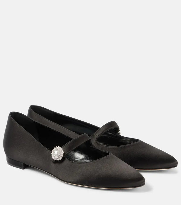 Manolo Blahnik Marijana satin ballet flats | LYBSTORE