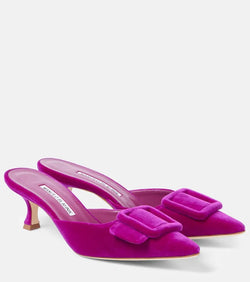 Manolo Blahnik Maysale 50 velvet mules | LYBSTORE