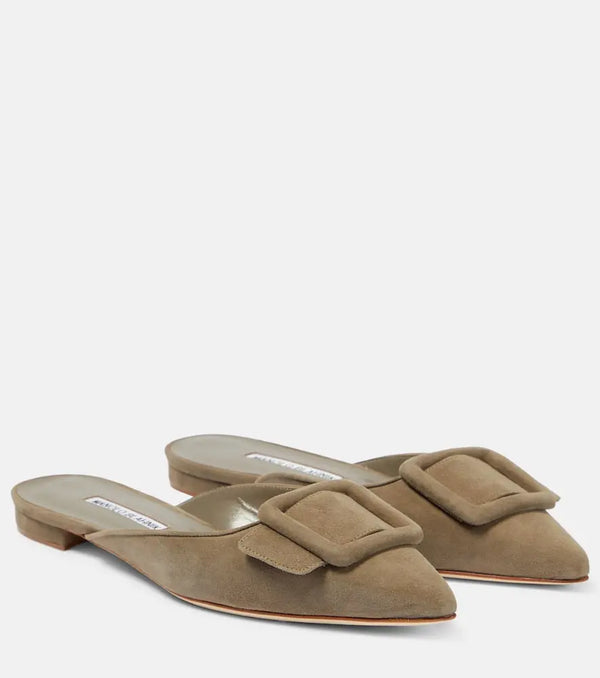 Manolo Blahnik Maysale suede mules | LYBSTORE