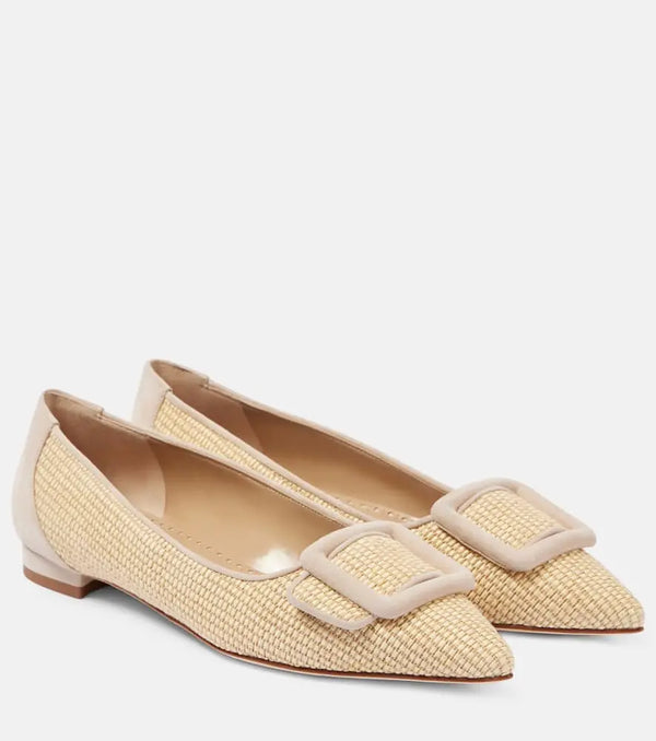 Manolo Blahnik Maysalepumpflat raffia ballet flats