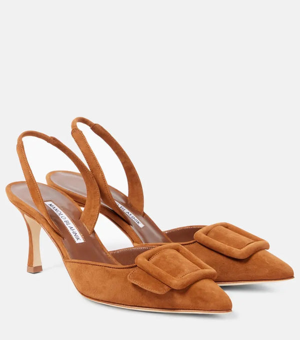 Manolo Blahnik Maysli 70 suede slingback pumps | LYBSTORE