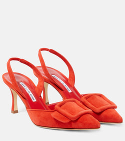 Manolo Blahnik Maysli 70 suede slingback pumps