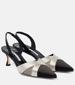 Manolo Blahnik Oyounasli 50 satin slingback pumps