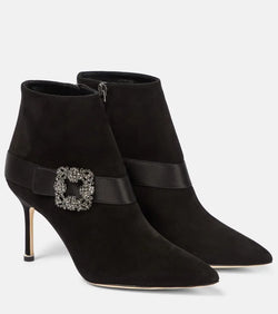 Manolo Blahnik Plinianu embellished suede ankle boots | LYBSTORE