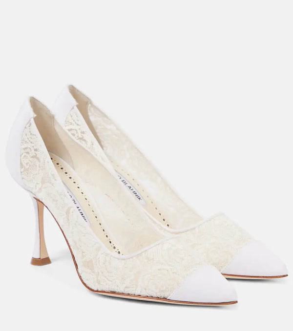 Manolo Blahnik Sololaria 90 floral lace pumps | LYBSTORE