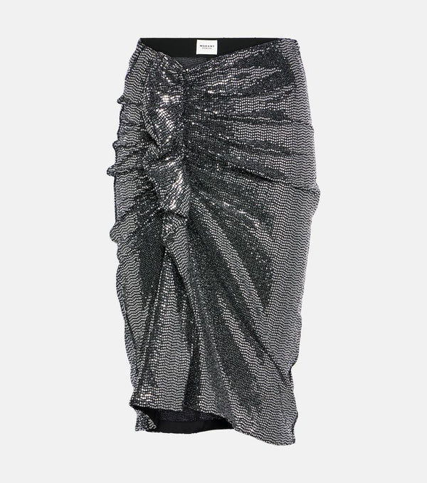 Marant Etoile Dolene ruffled sequined tulle skirt | LYBSTORE