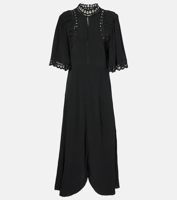 Marant Etoile Elidia lace-trimmed midi dress | LYBSTORE