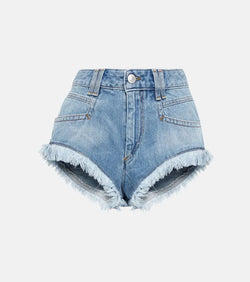 Marant Etoile Eneidao fringe-trimmed denim shorts | LYBSTORE