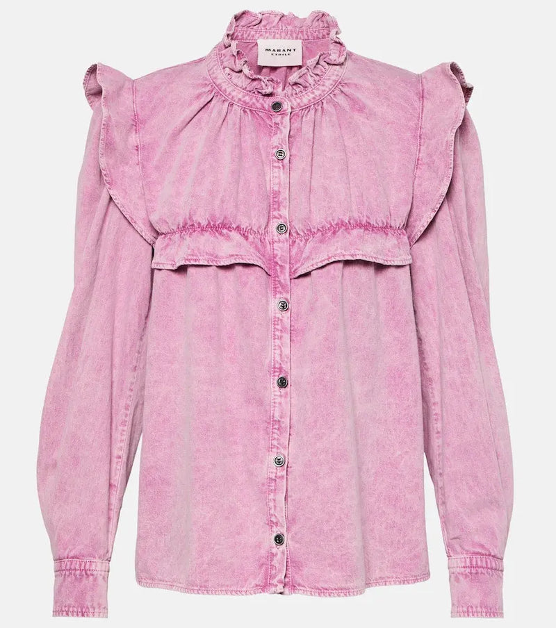 Marant Etoile Idety ruffled denim shirt | LYBSTORE