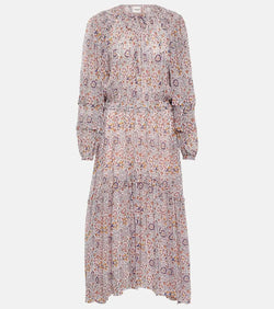 Marant Etoile Naema floral crêpe midi dress | LYBSTORE