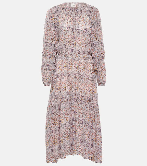 Marant Etoile Naema floral crêpe midi dress | LYBSTORE