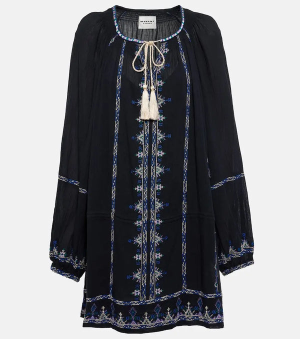 Marant Etoile Parsley embroidered cotton voile minidress | LYBSTORE