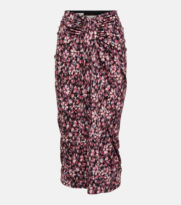 Marant Etoile Printed ruched jersey midi skirt