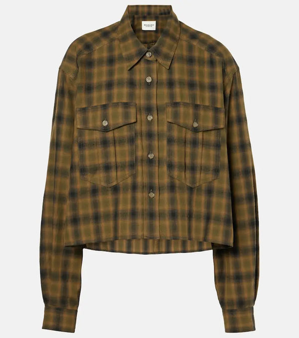 Marant Etoile Telina plaid cropped cotton shirt | LYBSTORE