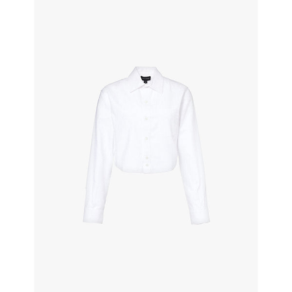 Marc Jacobs Cropped Femme embroidered-branding cotton-poplin shirt | LYBSTORE