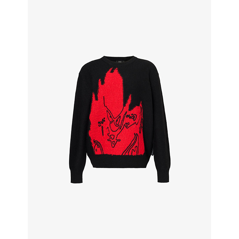 Marc Jacobs x Futura Embroidered crew-neck merino-wool jumper | LYBSTORE