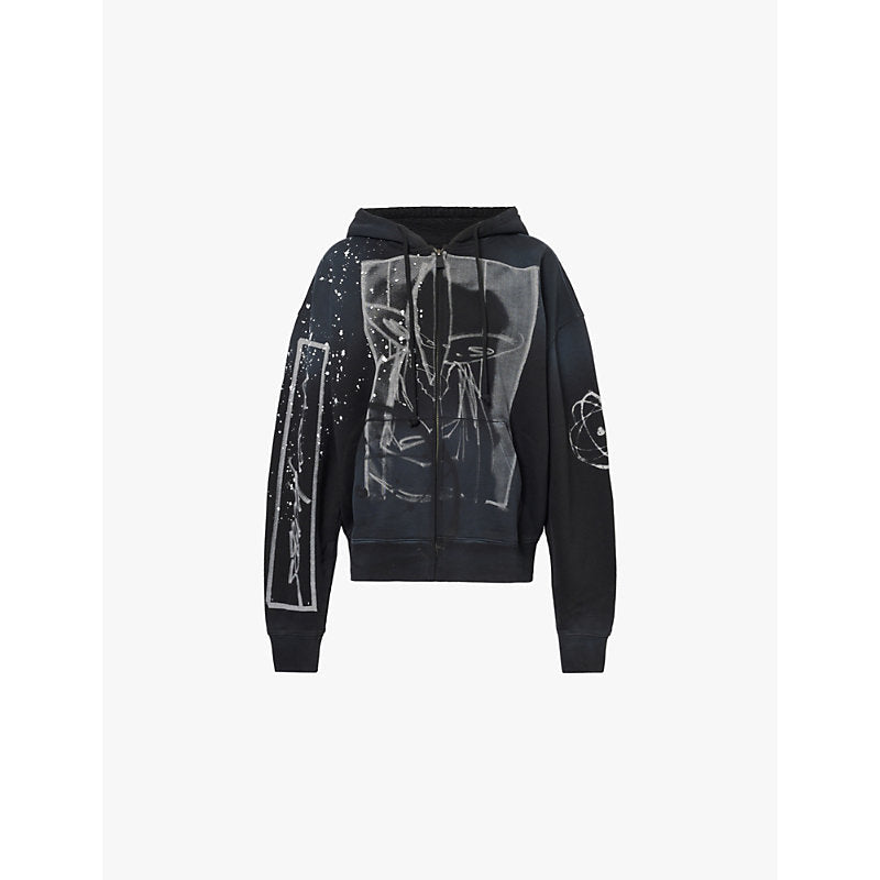 Marc Jacobs x Futura Graphic-print zip-up cotton-jersey hoody | LYBSTORE