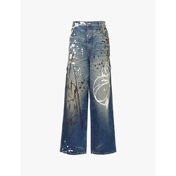 Marc Jacobs x Futura painted wide-leg denim jeans | LYBSTORE