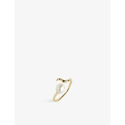 Maria Black Moonshine 22ct yellow-gold plated sterling-silver and pearl ring | LYBSTORE