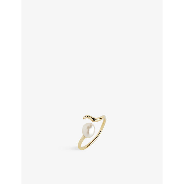 Maria Black Moonshine 22ct yellow-gold plated sterling-silver and pearl ring | LYBSTORE