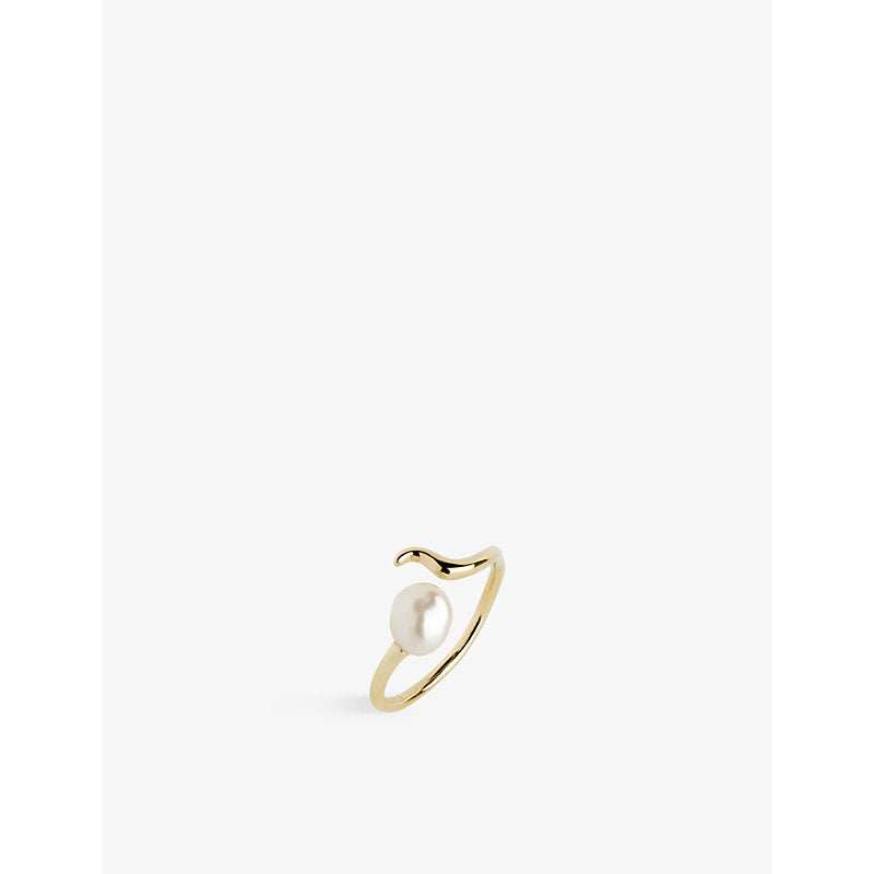 Maria Black Moonshine 22ct yellow-gold plated sterling-silver and pearl ring | LYBSTORE