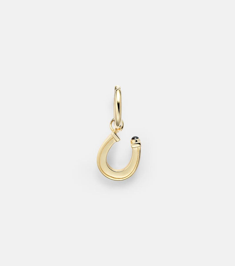 Marie Lichtenberg Baby Charm Horseshoe 18kt gold single earring with sapphire