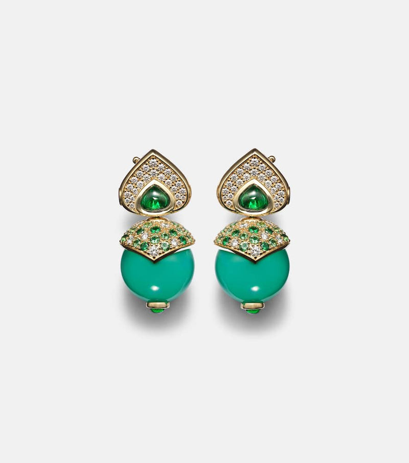 Marina B Stetlia 18kt gold earrings with chrysoprase and gemstones | LYBSTORE