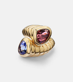 Marina B Toi & Moi 18kt gold ring with tourmaline and tanzanite